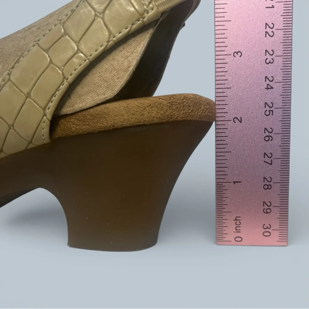 Aerosoles‎ Women's Sandals Brasserie Faux Croc Embossed Slingback Tan Sz 6.5 - Picture 13 of 13